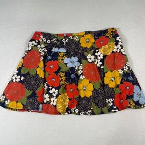 Jude Connally Floral Skort Womens Large Navy Blue Nylon Spandex Coastal Preppy